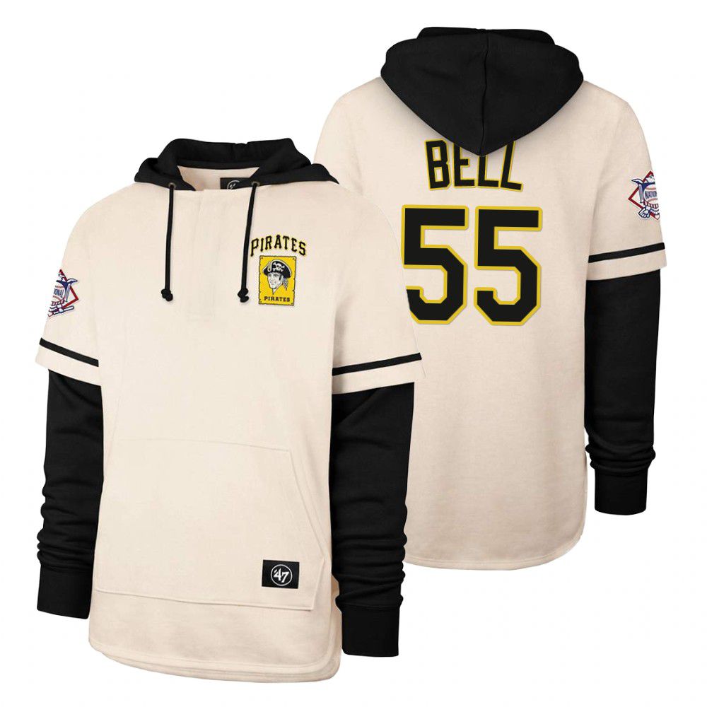 Men Pittsburgh Pirates #55 Bell Cream 2021 Pullover Hoodie MLB Jersey->los angeles dodgers->MLB Jersey